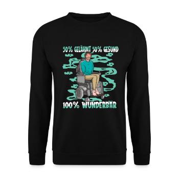 Rollstuhl Rollstuhlfahrer Perfekt - Unisex Pullover - Schwarz - Vorne - Alina (178cm) & Michal (187cm)