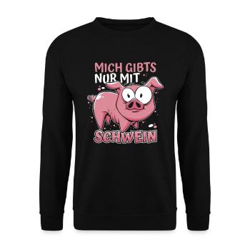 Schwein Schweinebauer Witzig Schwein - Unisex Pullover - Schwarz - Vorne - Alina (178cm) & Michal (187cm)