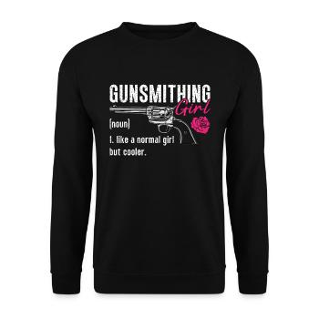 Armurier Armurier Fille Comme un pistolet Armuriers - Sweat-shirt Unisexe - noir - Devant - Alina (178cm) & Michal (187cm)