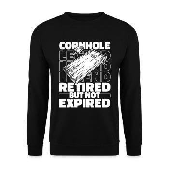 Cornhole Sackloch Spiel Im Ruhestand - Unisex Pullover - Schwarz - Vorne - Alina (178cm) & Michal (187cm)