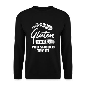 Glutenfrei Weizen - Unisex Pullover - Schwarz - Vorne - Alina (178cm) & Michal (187cm)