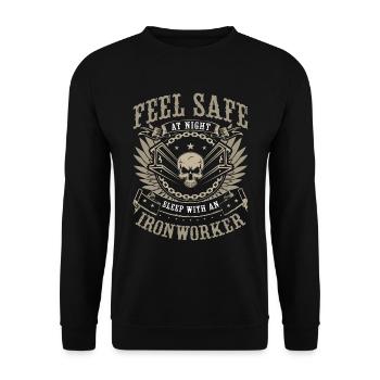 Ironworker Feel Safe At Night Construction Worker - Unisex Sweatshirt - black - Front - Alina (178cm) & Michal (187cm)