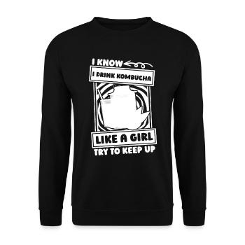 Kombucha Mädchen - Unisex Pullover - Schwarz - Vorne - Alina (178cm) & Michal (187cm)