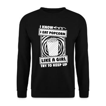 popcorn girl - Unisex Sweatshirt - black - Front - Alina (178cm) & Michal (187cm)