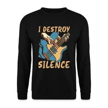 Bass Guitar I Destroy Silence Guitarist Musicians - Unisex Pullover - Schwarz - Vorne - Alina (178cm) & Michal (187cm)