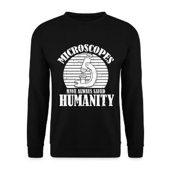 Biologie Biologe Mikroskop - Unisex Pullover - Schwarz - Vorne - Alina (178cm) & Michal (187cm)
