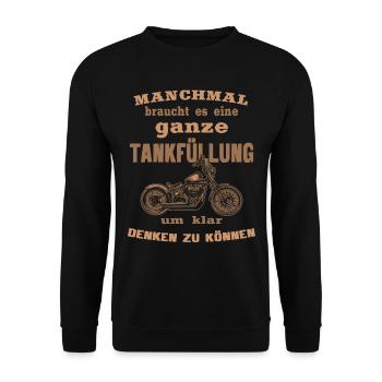 Manchmal braucht es eine Tankfüllung - Unisex Pullover - Schwarz - Vorne - Alina (178cm) & Michal (187cm)