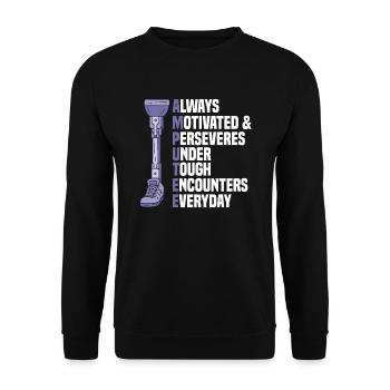 Beinamputierte Amputationsunterstützung - Unisex Pullover - Schwarz - Vorne - Alina (178cm) & Michal (187cm)