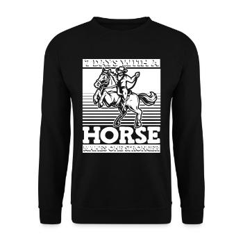 Pferd Reitsport Humor Ausdauerreiten - Unisex Pullover - Schwarz - Vorne - Alina (178cm) & Michal (187cm)