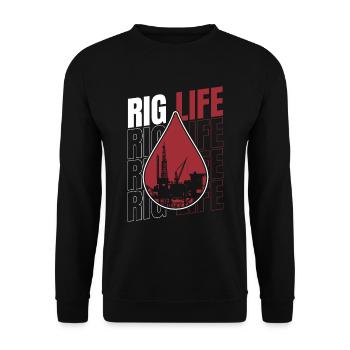 Oil Field Oil Rig Plant Rig Life - Unisex Sweatshirt - black - Front - Alina (178cm) & Michal (187cm)