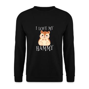 I love my hammy - Unisex Pullover - Schwarz - Vorne - Alina (178cm) & Michal (187cm)