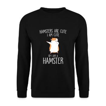 Hamsters are cute I am cute - Unisex Pullover - Schwarz - Vorne - Alina (178cm) & Michal (187cm)