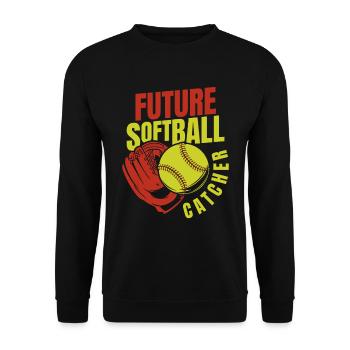 Softball Fänger - Unisex Pullover - Schwarz - Vorne - Alina (178cm) & Michal (187cm)