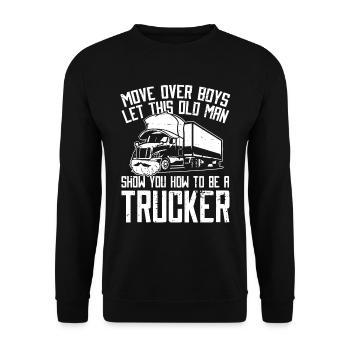 Lkw Fahrer Trucker Lastwagenfahrer Lustig - Unisex Pullover - Schwarz - Vorne - Alina (178cm) & Michal (187cm)
