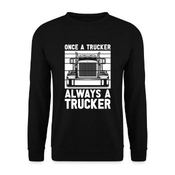 Lkw Fahrer Trucker Lastwagenfahrer Alter Trucker - Unisex Pullover - Schwarz - Vorne - Alina (178cm) & Michal (187cm)