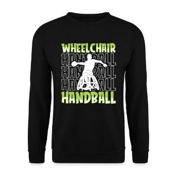Handball Handballer Rollstuhl - Unisex Pullover - Schwarz - Vorne - Alina (178cm) & Michal (187cm)