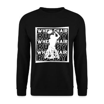 Rugby Rollstuhl - Unisex Pullover - Schwarz - Vorne - Alina (178cm) & Michal (187cm)