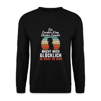 Ein Cavalier macht mich glücklich - Unisex Pullover - Schwarz - Vorne - Alina (178cm) & Michal (187cm)