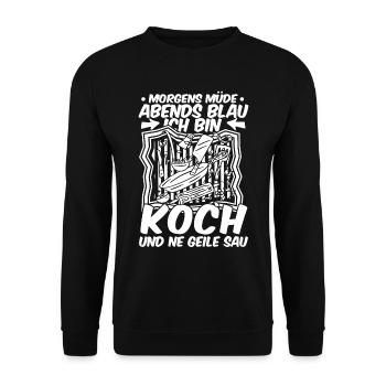 Koch Kochen Morgens Müde Abends Blau - Unisex Pullover - Schwarz - Vorne - Alina (178cm) & Michal (187cm)