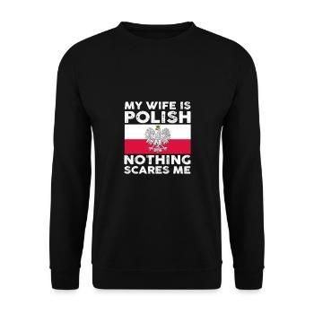 Ma femme est polonaise rien ne me fait peur - Sweat-shirt Unisexe - noir - Devant - Alina (178cm) & Michal (187cm)