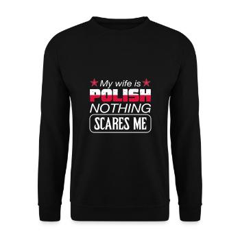 Ma femme est polonaise rien ne me fait peur - Sweat-shirt Unisexe - noir - Devant - Alina (178cm) & Michal (187cm)