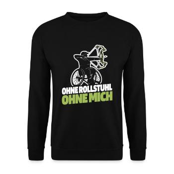 Rollstuhl Rollstuhlfahrer Bogenschießen - Unisex Pullover - Schwarz - Vorne - Alina (178cm) & Michal (187cm)