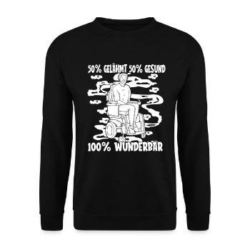 Rollstuhl Rollstuhlfahrer Lustig - Unisex Pullover - Schwarz - Vorne - Alina (178cm) & Michal (187cm)