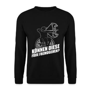 Rollstuhl Rollstuhlfahrer Lustig - Unisex Pullover - Schwarz - Vorne - Alina (178cm) & Michal (187cm)