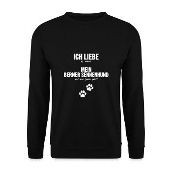 Ich liebe (es, wenn) mein Berner Sennenhund... - Unisex Pullover - Schwarz - Vorne - Alina (178cm) & Michal (187cm)