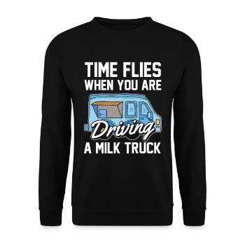 Lait de vache Drôle de wagon de lait - Sweat-shirt Unisexe - noir - Devant - Alina (178cm) & Michal (187cm)
