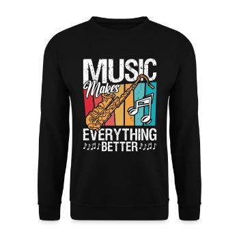 La musique de saxophone rend tout un instrument rétro - Sweat-shirt Unisexe - noir - Devant - Alina (178cm) & Michal (187cm)