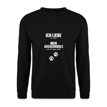 Ich liebe (es, wenn) mein Aussiedoodle... - Unisex Pullover - Schwarz - Vorne - Alina (178cm) & Michal (187cm)