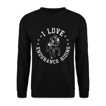 Pferd Reitsport Liebe Ausdauerreiten - Unisex Pullover - Schwarz - Vorne - Alina (178cm) & Michal (187cm)