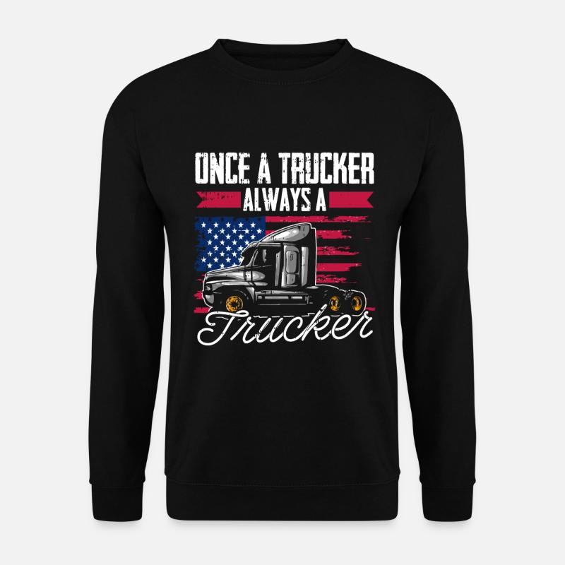 Lkw Fahrer Trucker Lastwagenfahrer US Flagge - Unisex Pullover - Schwarz