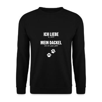 Ich liebe (es, wenn) mein Dackel... - Unisex Pullover - Schwarz - Vorne - Alina (178cm) & Michal (187cm)