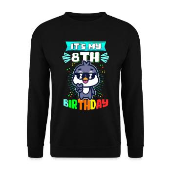 8. Geburtstag | 8 Jahre alt Geschenkidee Geschenk - Unisex Pullover - Schwarz - Vorne - Alina (178cm) & Michal (187cm)