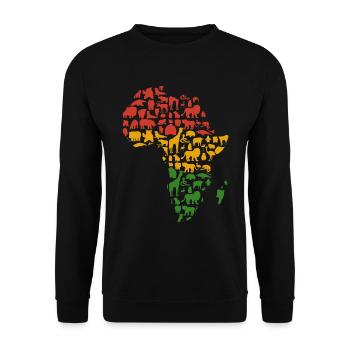 Carte des animaux d’Afrique Black Pride Animaux africains - Sweat-shirt Unisexe - noir - Devant - Alina (178cm) & Michal (187cm)