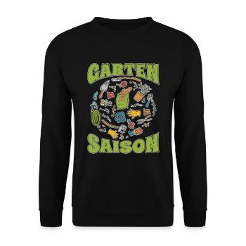 Hobbygärtner Garten Jahreszeit - Unisex Pullover - Schwarz - Vorne - Alina (178cm) & Michal (187cm)