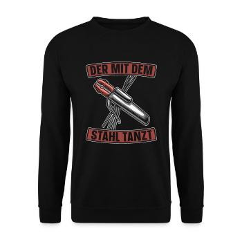 Schweißer Schlosser Stehlen Schweier - Unisex Pullover - Schwarz - Vorne - Alina (178cm) & Michal (187cm)