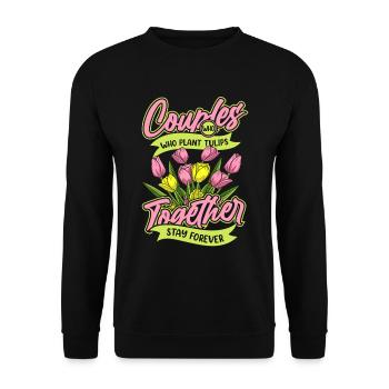 Paire de tulipes - Sweat-shirt Unisexe - noir - Devant - Alina (178cm) & Michal (187cm)