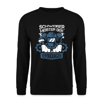 Schweißer Schlosser Meister Schweier - Unisex Pullover - Schwarz - Vorne - Alina (178cm) & Michal (187cm)