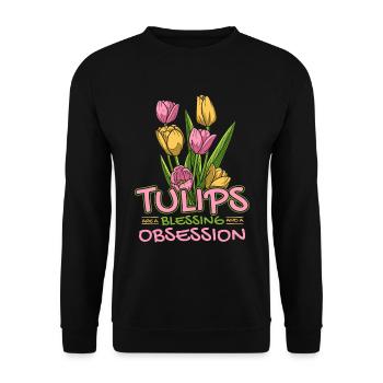 Tulpen Segen Tulpen - Unisex Pullover - Schwarz - Vorne - Alina (178cm) & Michal (187cm)