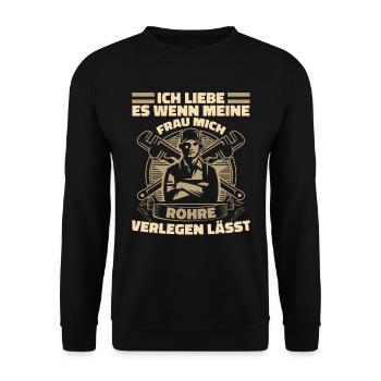 Rohrleitungsbauer Schlüssel - Unisex Pullover - Schwarz - Vorne - Alina (178cm) & Michal (187cm)