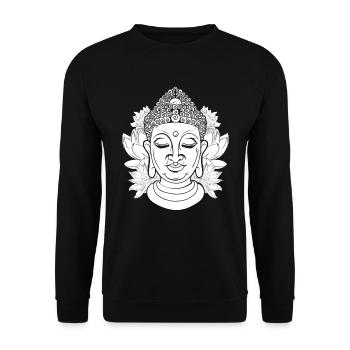 Buddha Buddhist Blumen - Unisex Pullover - Schwarz - Vorne - Alina (178cm) & Michal (187cm)