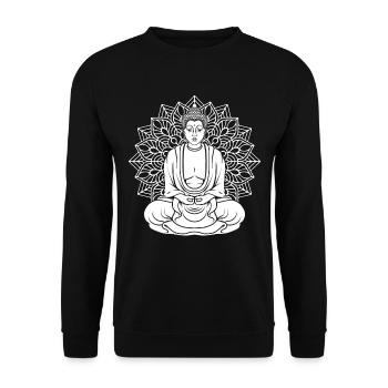 Bouddha Bouddhiste Feuille de Lotus - Sweat-shirt Unisexe - noir - Devant - Alina (178cm) & Michal (187cm)