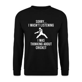 Cricket Spieler - Unisex Pullover - Schwarz - Vorne - Alina (178cm) & Michal (187cm)
