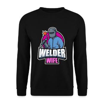 Schweißer Schlosser Gattin - Unisex Pullover - Schwarz - Vorne - Alina (178cm) & Michal (187cm)