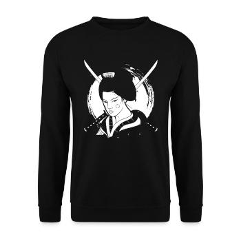 Geisha Katana - Unisex Sweatshirt - black - Front - Alina (178cm) & Michal (187cm)