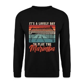 Marimba It's A Lovely Day Retro Musical Instrument - Unisex Sweatshirt - black - Front - Alina (178cm) & Michal (187cm)