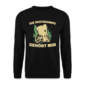 Rollstuhl Rollstuhlfahrer Lustig - Unisex Pullover - Schwarz - Vorne - Alina (178cm) & Michal (187cm)